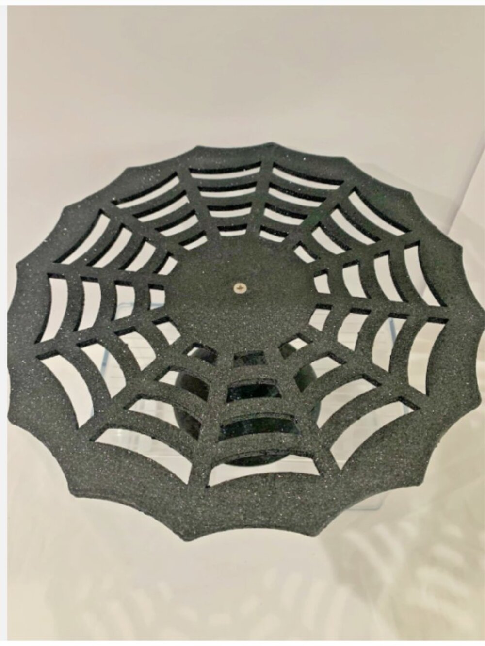 Black Glitter Spiderweb Design Cake Stand Halloween